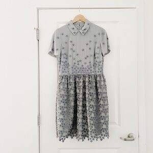 Reiss Emerson Beaded Floral Collared Skater Dress